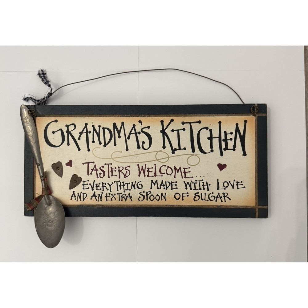 Vintage GRANDMA'S KITCHEN Tasters Welcome Vintage Novelty Wood Sign 12" x 5 1/2"